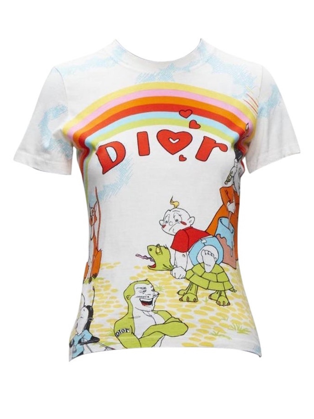 CHRISTIAN DIOR John Galliano 2002 Vintage white rainbow fairytale tshirt FR 40